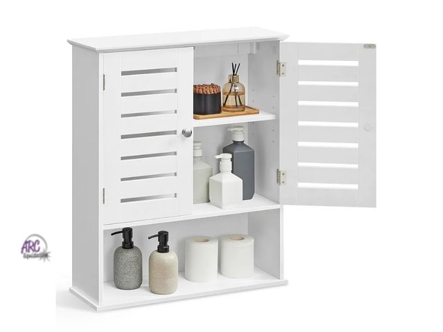 Lot 56-733218 - New in box. VASAGLE Bathroom Wall Cabinet, Medicine Cabinet, Wall-Mounted Bathroom Storage Cabinet, ...
