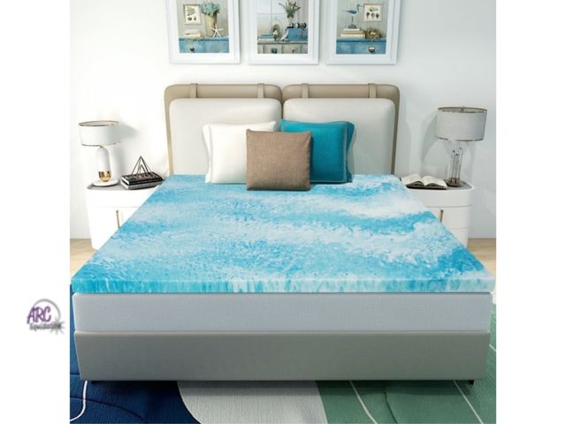 Lot 56-220818 - NEW Airdown Twin Size 2 Inch Memory Foam Mattress Topper - Gel Infused Ventilated Bed Topper, Blue