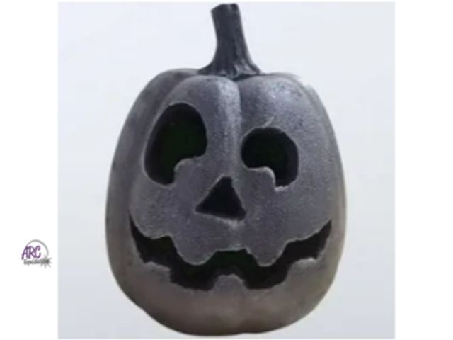 Lot 56-793023 - New 5" led  Halloween Resin Terracotta Pumpkin Decoration–Smiling Jack O' Lantern Fall Decor for Ind...