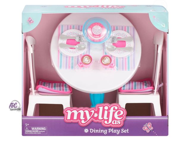 Lot 56-317630 - New, My Life As 15-Piece Dining Play Set for 18 inch Dolls, Plastic