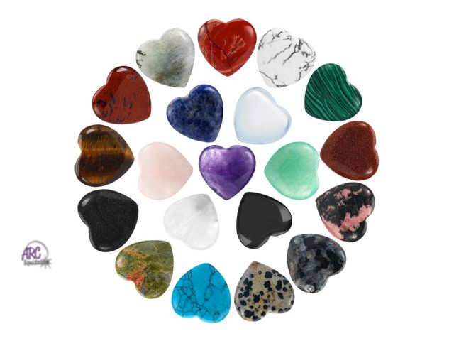 Lot 56-794524 - New 20PCs crystals stones heart crystal gemstones set . 0.75"