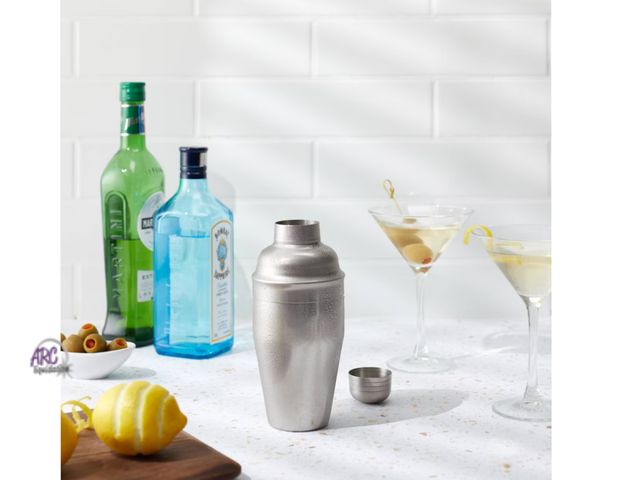 Lot 56-352733 - New, Houdini 16oz Stainless Steel Cocktail Shaker: Silver Drink Mixer, Dishwasher-Safe, 8.15" Height...