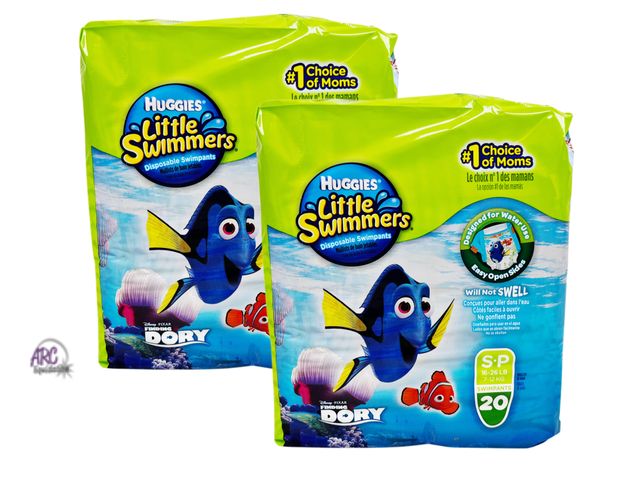 Lot 56-503164 - NEW LOT OF 2 packs 20ct(40 total) Huggies Little Swimmers Disposable Swim Diapers (Small) 16-26 lbs