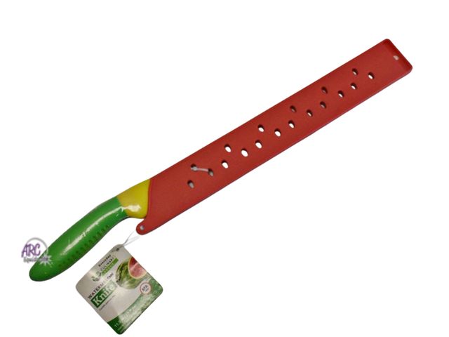 Lot 56-368698 - New,Everyday Culinary Fresh Watermelon Knife Red Blade Green Handle 11.5 Inch Long
