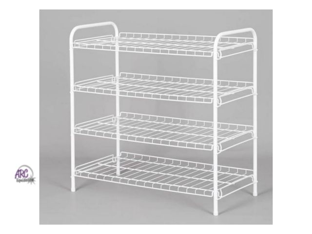 Lot 56-506124 - NEW-Mainstays 4-shelf wire shoe rack-white