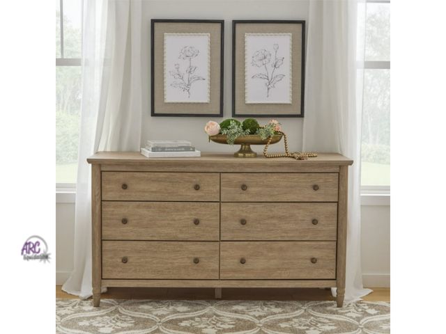 Lot 56-784612 - New in box. My Texas House Monroe 6-Drawer Dresser, Brushed Oak Finish. Comes in 2 boxes.