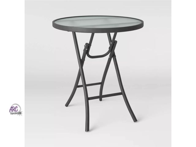 Lot 56-529917 - NEW-Folding Round glass Patio Accent Table - threshold