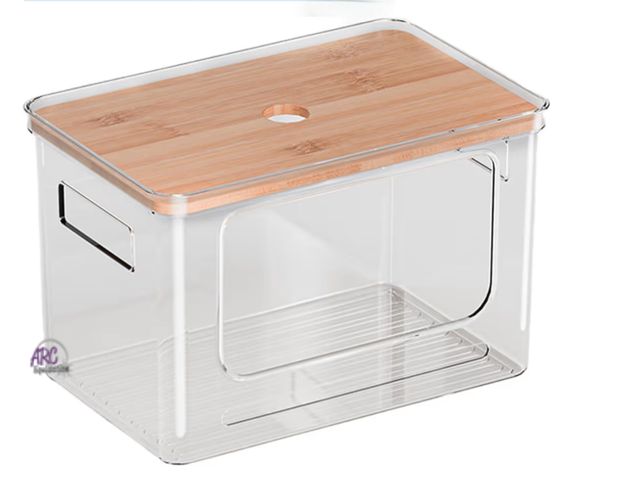 Lot 56-312240 - New, Clear Trash Organizer, Stackable Dispenser Bin, Easy Access Storage Container for Trashs Bags, ...