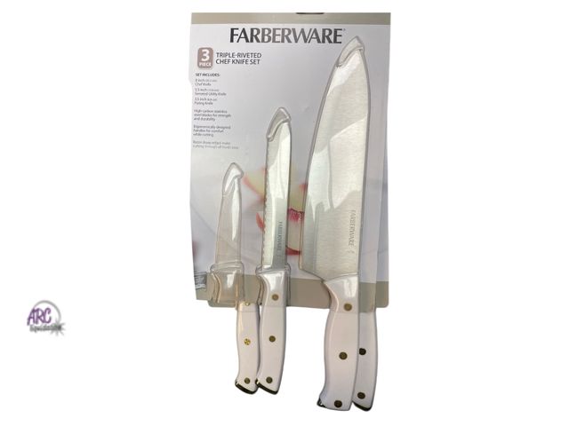 Lot 56-170134 - New Farberware 2 Piece Triple Riveted Chef Knife Set (White)