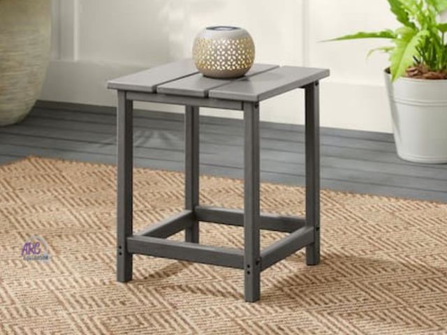 Lot 56-639565 - New Opened Box - Hampton Bay Seaside Bluff HDPE All-Weather 15.5 in. Square Accent Table Gray