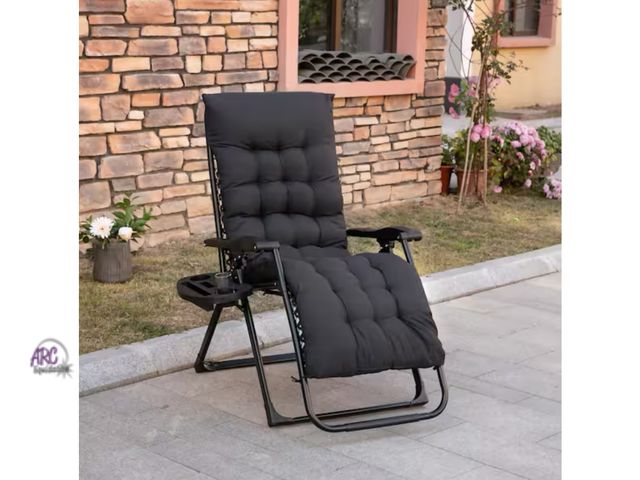 Lot 56-643165 - New Opened Box - Outsunny Zero Gravity Chair Black Folding Reclining Lounge Chair with Padded Cushio...