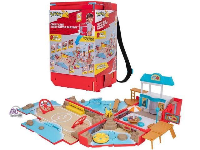 Lot 56-565830 - NEW-Jazwares Pokémon Carry Case Beach Battle Playset - Portable Transforming Backpack Playset with A...