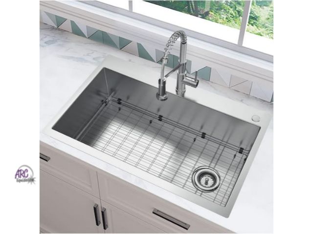 Lot 56-760061 - New in box. Retail $282. Professional Zero Radius 36 in. Drop-In Single Bowl 16 Gauge Stainless Stee...