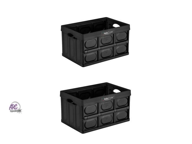 Lot 56-168814 - New Lot of 2 Greenmade Foldable Instacrate Storage Bins (Black) (Cracks in Bins See in Photos)