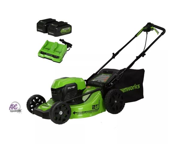 Lot 56-782212 - New in box. Greenworks POWERALL 21" 24V 5Ah Cordless Brushless Self-Propelled Mower Kit with 2 USB B...