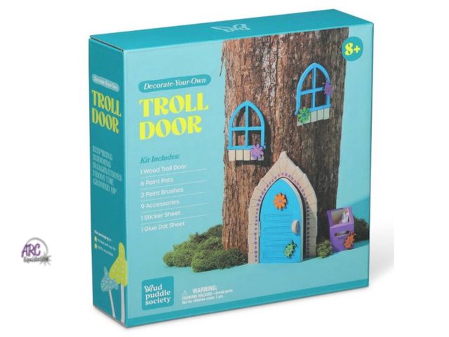 Lot 56-150550 - New Mud Puddle Society Wood Troll Door includes: 1 Wood Door, 6 Paint Pots, 2 Paint Brushes, 9 Acces...