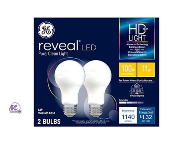 Lot 56-293813 - NEW Lot Of 5 GE Reveal HD+ 11 Watt White LED General-Purpose Bulbs 2 packs