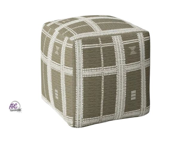 Lot 56-390813 - New,Stitched Plaid Outdoor Patio Pouf Green - Threshold