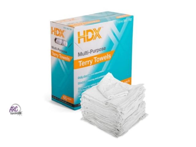 Lot 56-505565 - DAMAGED BOX-MAY BE MISSING TOWELS-HDX 14 in. x 17 in. Multi-Purpose Terry Towel (~60-Pack)
