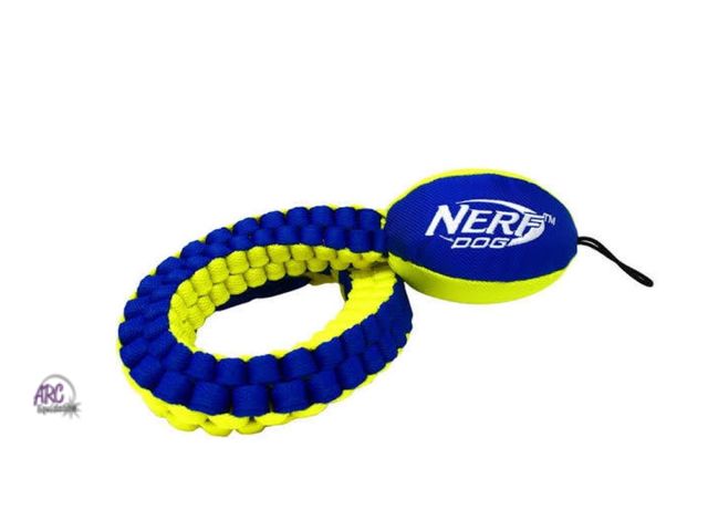 Lot 56-216660 - New -Nerf Dog Vortex Chain Tug Dog Toy in blue and yellow