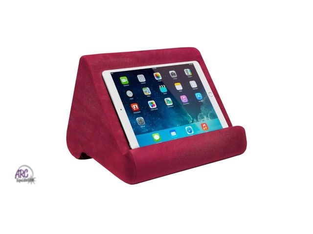 Lot 56-152430 - New Ontel Pillow Pad Ultra Multi-Angle Soft Tablet Stand, Burgundy - Comfortable Angled Viewing for ...