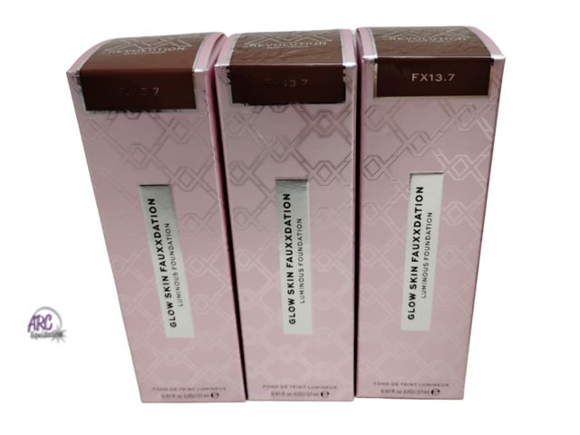 Lot 56-589833 - LOT OF 3-Revolution xx glow skin fauxxdation luminous foundation-fx13.7-0.91oz per bottle