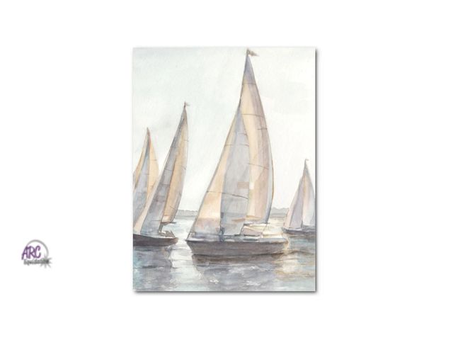 Lot 56-738829 - New 35" x 47" Plein Air Sailboats I Gallery Wrapped Canvas