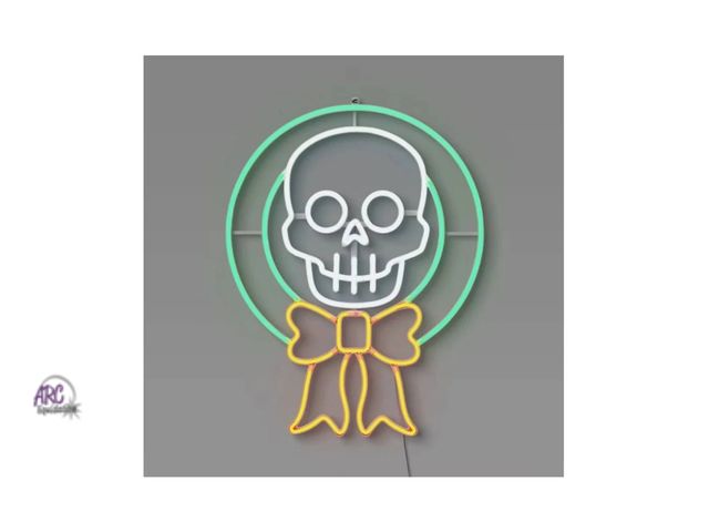 Lot 56-252165 - New - Hyde &amp; Eek Skull Wreath Neon Sign (19'')