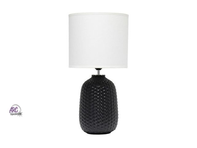 Lot 56-594998 - NEW-Simple Designs 20.4" Ceramic Purled Texture Table Lamp with White Shade Black