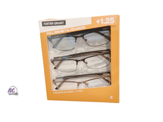 Lot 56-330617 - New in box Foster Grant full rim metal readers +1.25