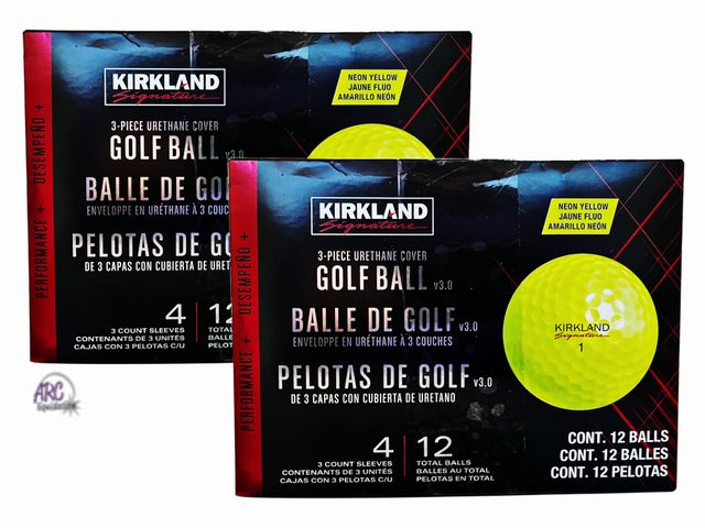 Lot 56-338961 - New in box Lot of 2 Boxes of 12 (24 total) Kirkland Signature Urethane Cover Golf Balls, Neon Yellow...