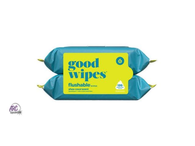 Lot 56-161113 - New Goodwipes Shea Coco Flushable Wipes - 2 Pack/60ct