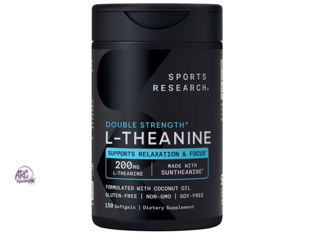 Lot 56-375265 - NEW/SEALED Sports Research L-Theanine Suntheanine 200 mg, 150 Softgels B/B 12/2028 200 mg L-Theanine...