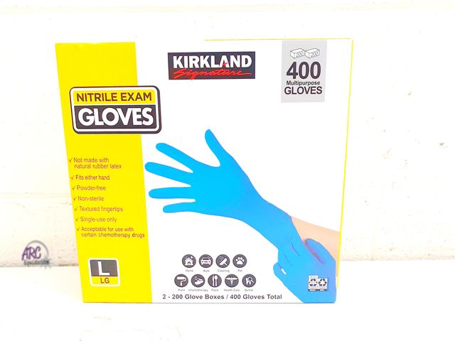 Lot 56-220261 - New - Lot of 2 boxes of 200 Kirkland Signature Large 400 Total Miltipurpose Gloves