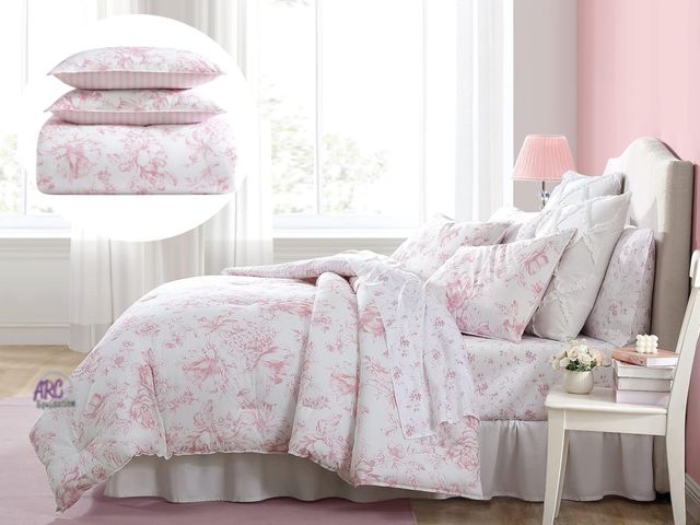 Lot 56-549118 - NEW-Laura Ashley- TWIN/XL Comforter Set, Reversible Cotton Bedding with Matching Sham Farmhouse Home...