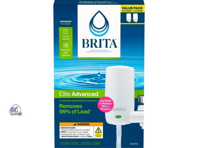 Lot 56-298314 - NEW OPEN BOX Brita Elite Water Faucet Filtration Mount System, Fits Standard Faucets, White, Include...