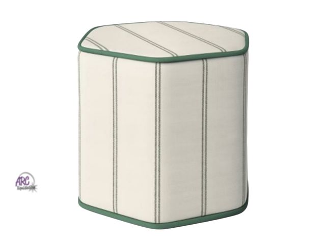 Lot 56-481813 - NEW-18" X 16" Lydia striped pouf white/green