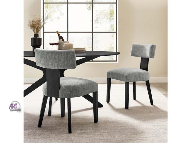 Lot 56-672042 - New Opened Box - MODWAY Nalani Dining Chairs - Set of 2 in Heathered Weave Gray Black