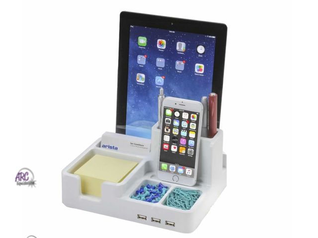 Lot 56-472213 - NEW IN BOX All-in-One Desk Organizer &amp; Docking Station/Stand for iPad/iPhone/Tablets/Smartphones...