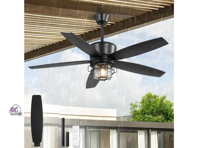 Lot 56-632050 - New - Fanbulous 52" Outdoor Ceiling Fans with Lights and Remote Control,IP65 Wet Rated Waterproof Ce...