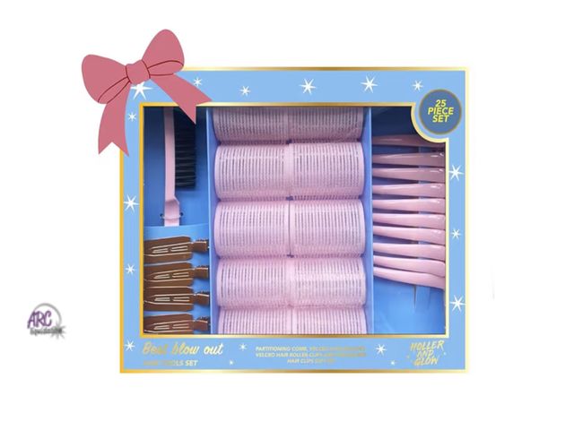 Lot 56-300730 - New, Holler And Glow Best Blow Out Tools Set, Limited Edition, Velcro Rollers For Hair, Lift &amp; V...