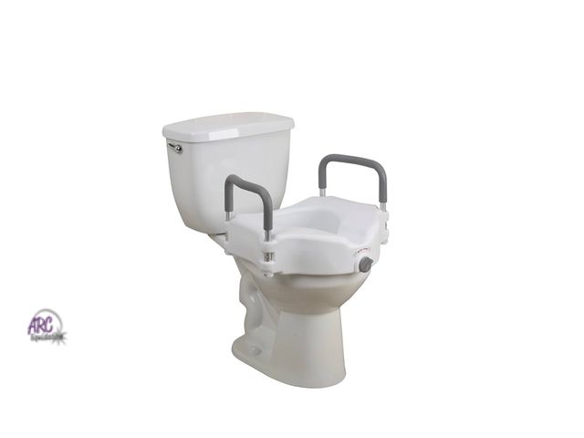Lot 56-219918 - NEW OPEN BOX Drive Medical RTL12027RA 2-in-1 Raised Toilet Seat with Removable Padded Arms, Standard...