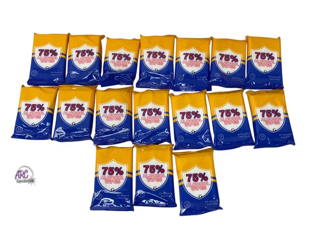 Lot 56-149864 - New Lot of 17 75% Anti-Virus Bacterial Killing Alcohol Wipes (10 Each)