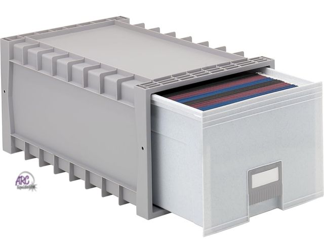 Lot 56-218817 - NEW Storex 24-Inch Archive Storage Box for Letter Size Hanging Files, Two-Tone Grey