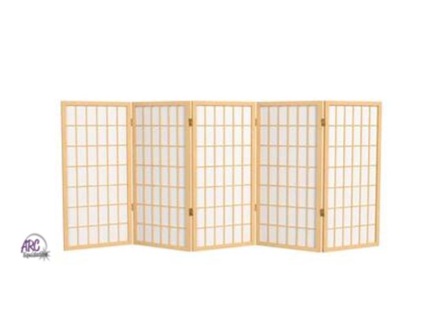 Lot 56-414935 - New - Red Lantern 3 ft. Short Window Pane Shoji Screen - Natural - 5 Panels
