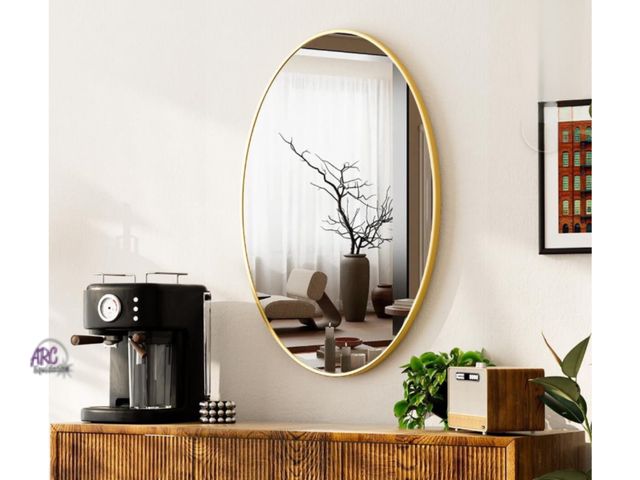 Lot 56-614324 - New Lumora 28.1"x20" Oval Wall Bathroom Mirror Wall-mounted Mirror with Aluminum Frame, Gold