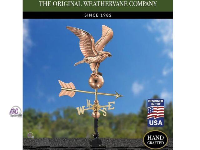Lot 56-828599 - New in Box - Good Directions Eagle Cottage Weathervane - Polished Copper with Roof Mount - Medium