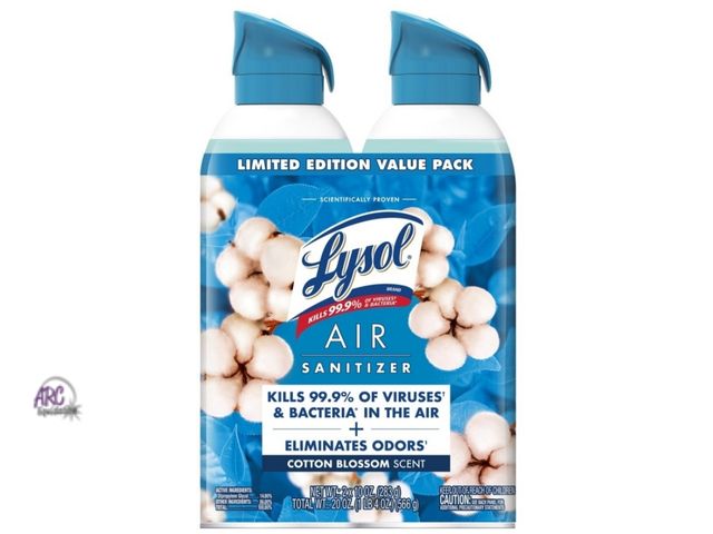 Lot 56-856312 - New - Lysol Air Sanitizer 2pk 10oz each - Cotton Blossom Scent
