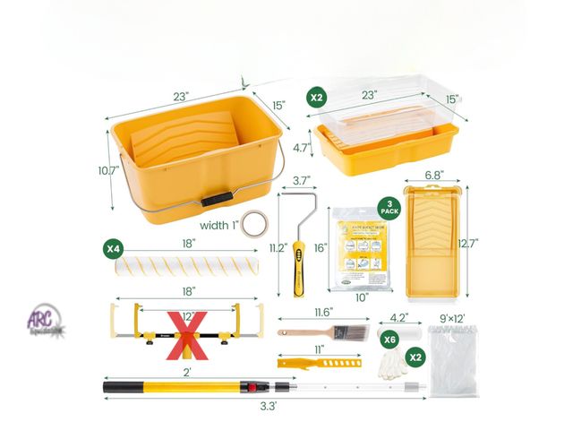 Lot 56-630950 - New - VOOMEY 27PC 18 Inch Paint Roller Kit, Paint Bucket,18" Paint Tray, 4 Inch Foam Paint Roller wi...
