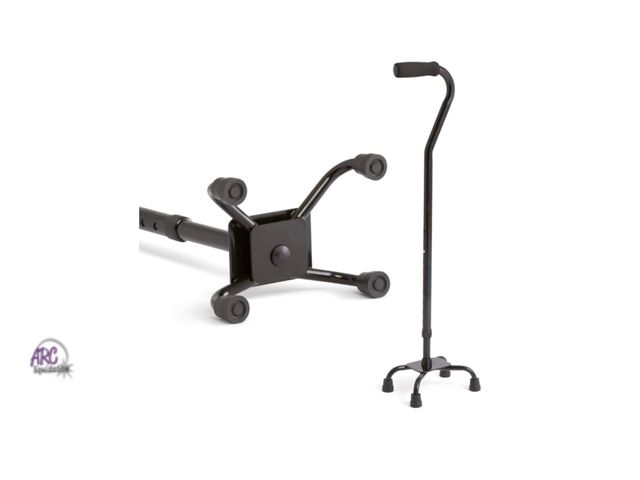 Lot 56-631450 - New Medline Aluminum Quad Cane with Small Base for Balance, Knee Injuries, Leg Surgery Recovery &amp...